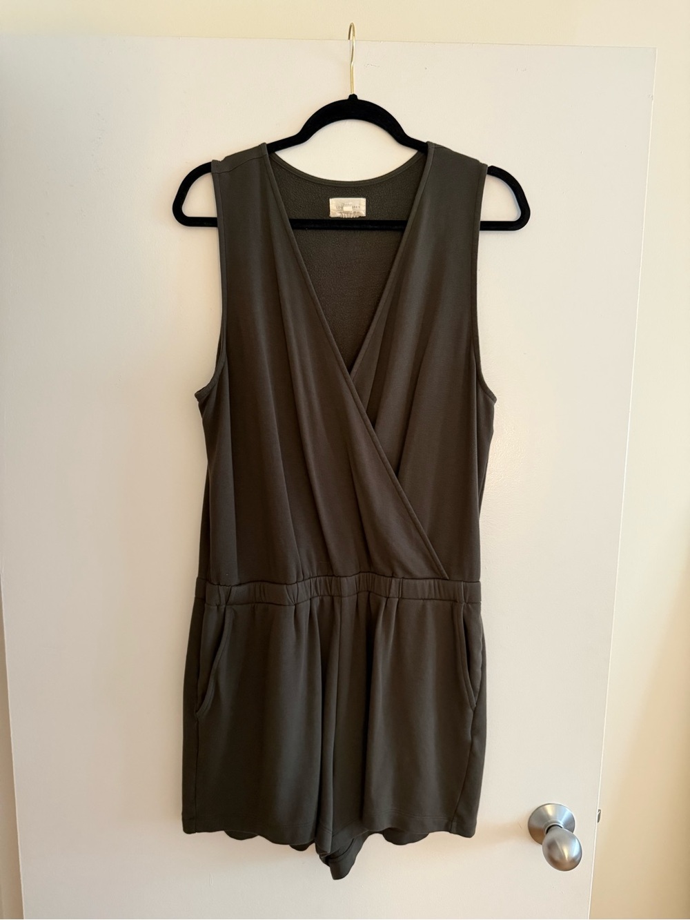 Women’s Olive Green Sleeveless Wrap Romper